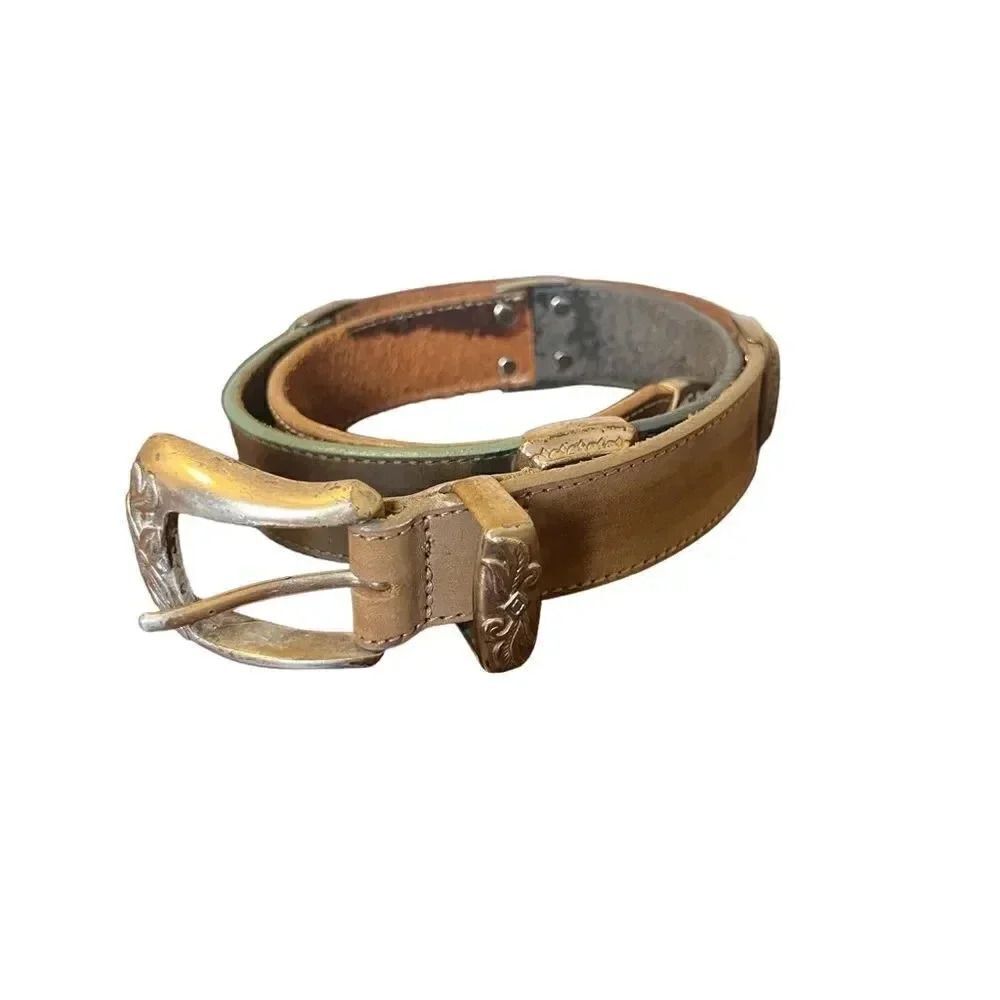 Brighton Childs Vintage 90s Leather‎ Belt Multi-Color Silver Tone Hardware
